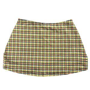Y2K Blue Asphalt Yellow Plaid Mini Skirt School Girl Sz 3